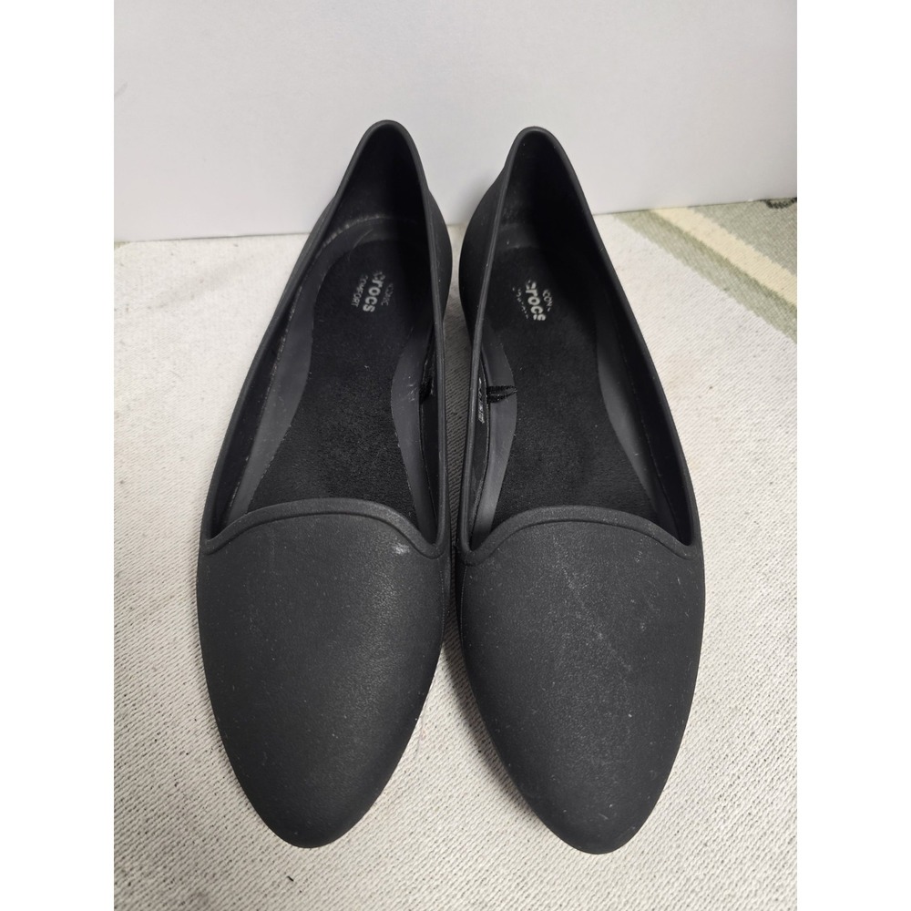 Crocs Womens‎ Black Eve Flat Rubber Sip On Pointed Toe Casual Career Shoes Sz 9
